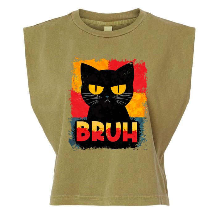 Funny Bruh Grumpy Black Cat Garment-Dyed Women's Muscle Tee