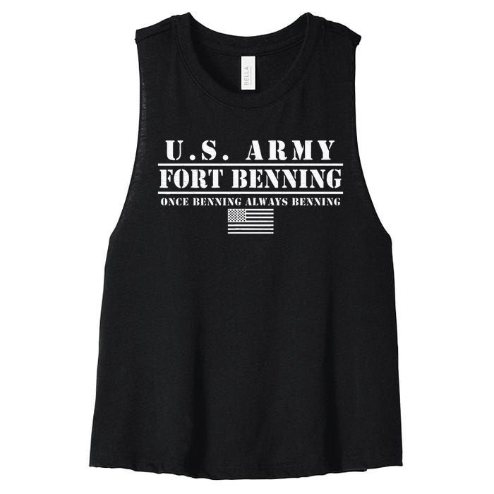 Fort Benning Ga Army Infantry Once Benning Always Benning Women's Racerback Cropped Tank