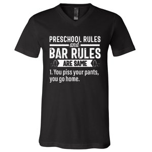 Funny Bartender Gift Women Men Rules Bartending Mixologist V-Neck T-Shirt