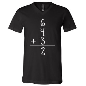 Funny Baseball Gift 6+4+3 2 Baseball Double Play V-Neck T-Shirt