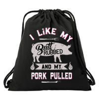 Funny BBQ Grilling Quote Pig Pulled Pork Drawstring Bag