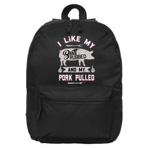 Funny BBQ Grilling Quote Pig Pulled Pork 16 in Basic Backpack