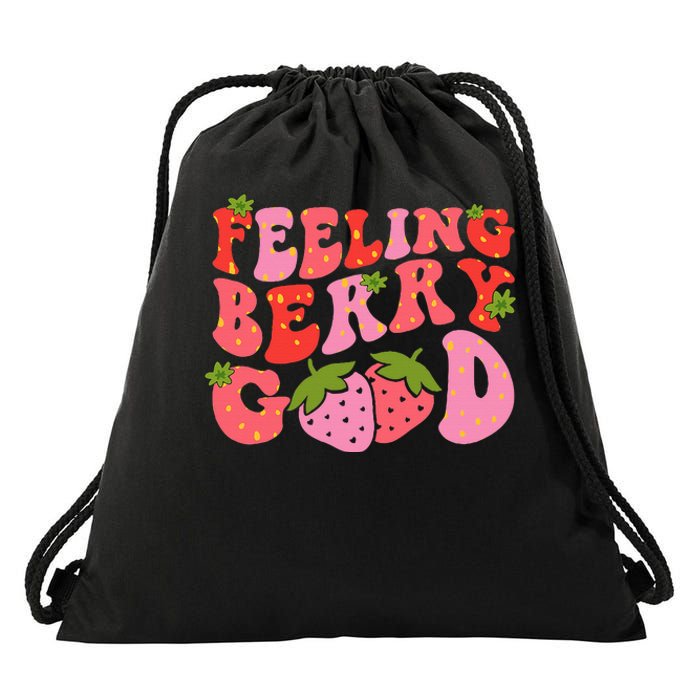 Feeling Berry Good Strawberry Festival Season Drawstring Bag