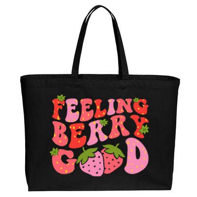 Feeling Berry Good Strawberry Festival Season Cotton Canvas Jumbo Tote