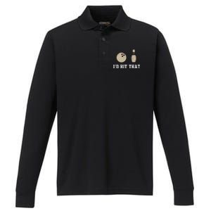 Funny Bowling Gift Id Hit That Quote Performance Long Sleeve Polo