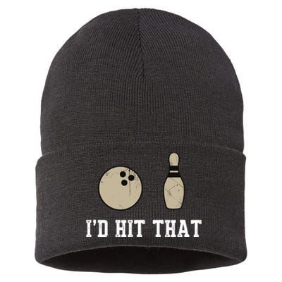 Funny Bowling Gift Id Hit That Quote Sustainable Knit Beanie