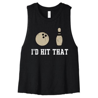 Funny Bowling Gift Id Hit That Quote Women's Racerback Cropped Tank