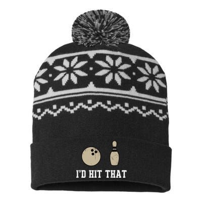 Funny Bowling Gift Id Hit That Quote USA-Made Snowflake Beanie