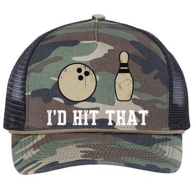 Funny Bowling Gift Id Hit That Quote Retro Rope Trucker Hat Cap