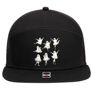 Funny Ballet Ghost Halloween Funny Dancer 7 Panel Mesh Trucker Snapback Hat