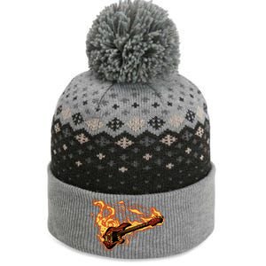 Fire Bass Guitar Rock Musician The Baniff Cuffed Pom Beanie