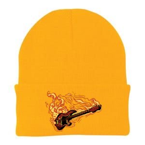 Fire Bass Guitar Rock Musician Knit Cap Winter Beanie