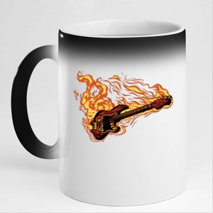 Fire Bass Guitar Rock Musician 11oz Black Color Changing Mug