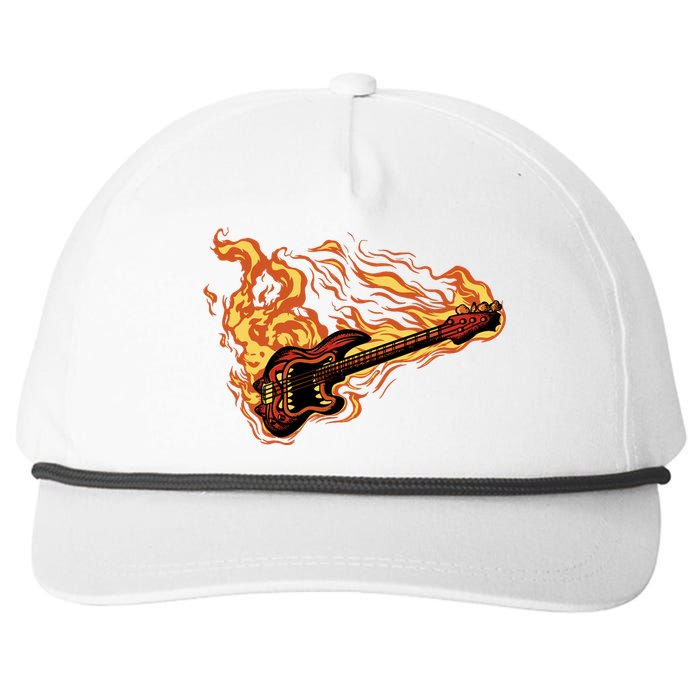 Fire Bass Guitar Rock Musician Snapback Five-Panel Rope Hat