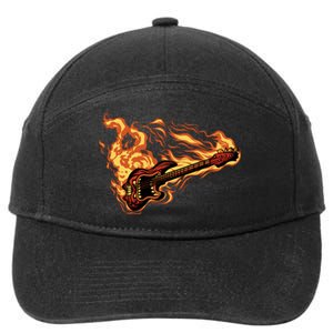 Fire Bass Guitar Rock Musician 7-Panel Snapback Hat