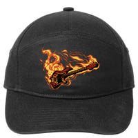 Fire Bass Guitar Rock Musician 7-Panel Snapback Hat