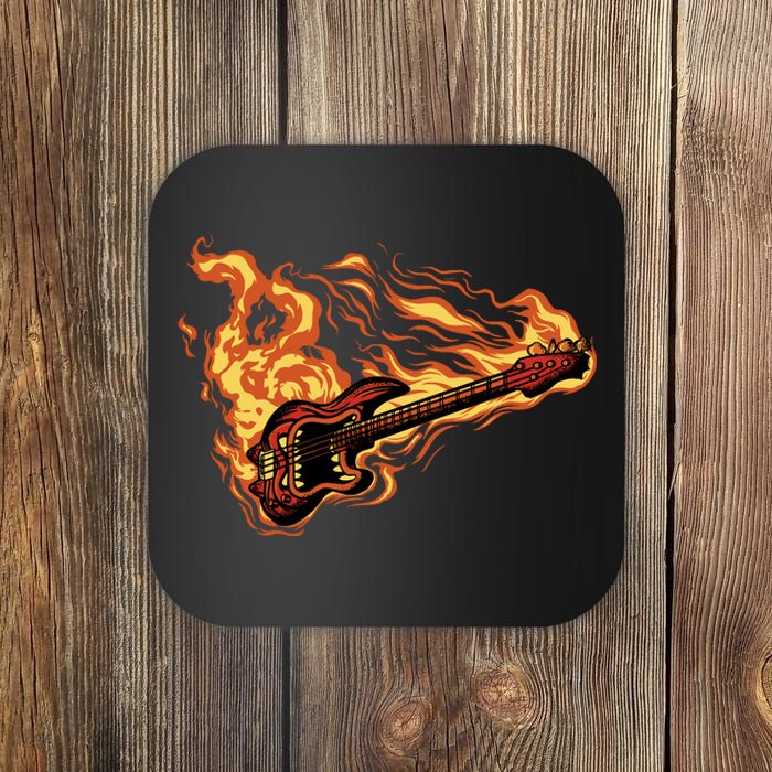 Fire Bass Guitar Rock Musician Coaster