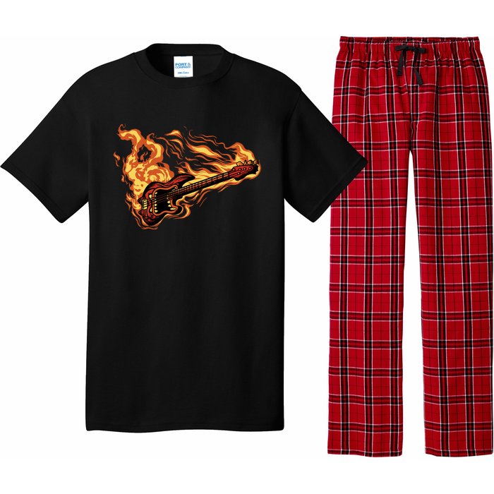 Fire Bass Guitar Rock Musician Pajama Set