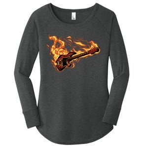 Fire Bass Guitar Rock Musician Women's Perfect Tri Tunic Long Sleeve Shirt