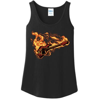 Fire Bass Guitar Rock Musician Ladies Essential Tank