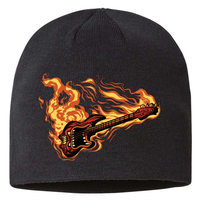 Fire Bass Guitar Rock Musician Sustainable Beanie