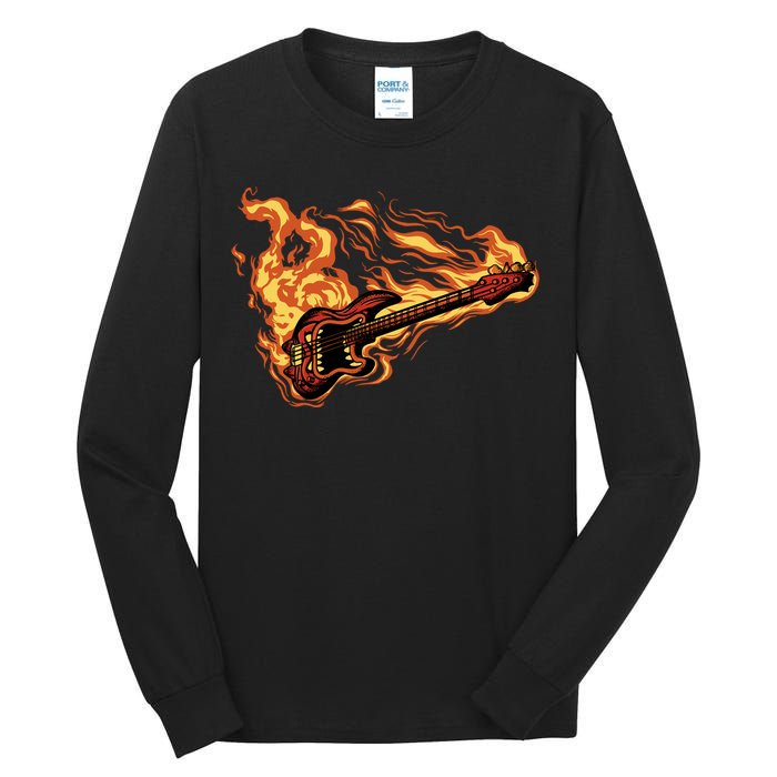 Fire Bass Guitar Rock Musician Tall Long Sleeve T-Shirt