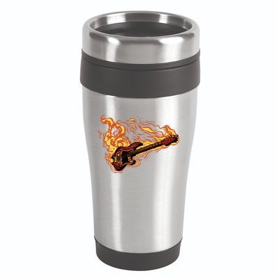 Fire Bass Guitar Rock Musician 16oz Travel Tumbler