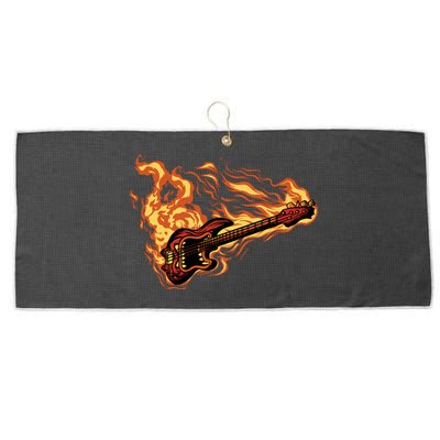 Fire Bass Guitar Rock Musician Large Microfiber Waffle Golf Towel