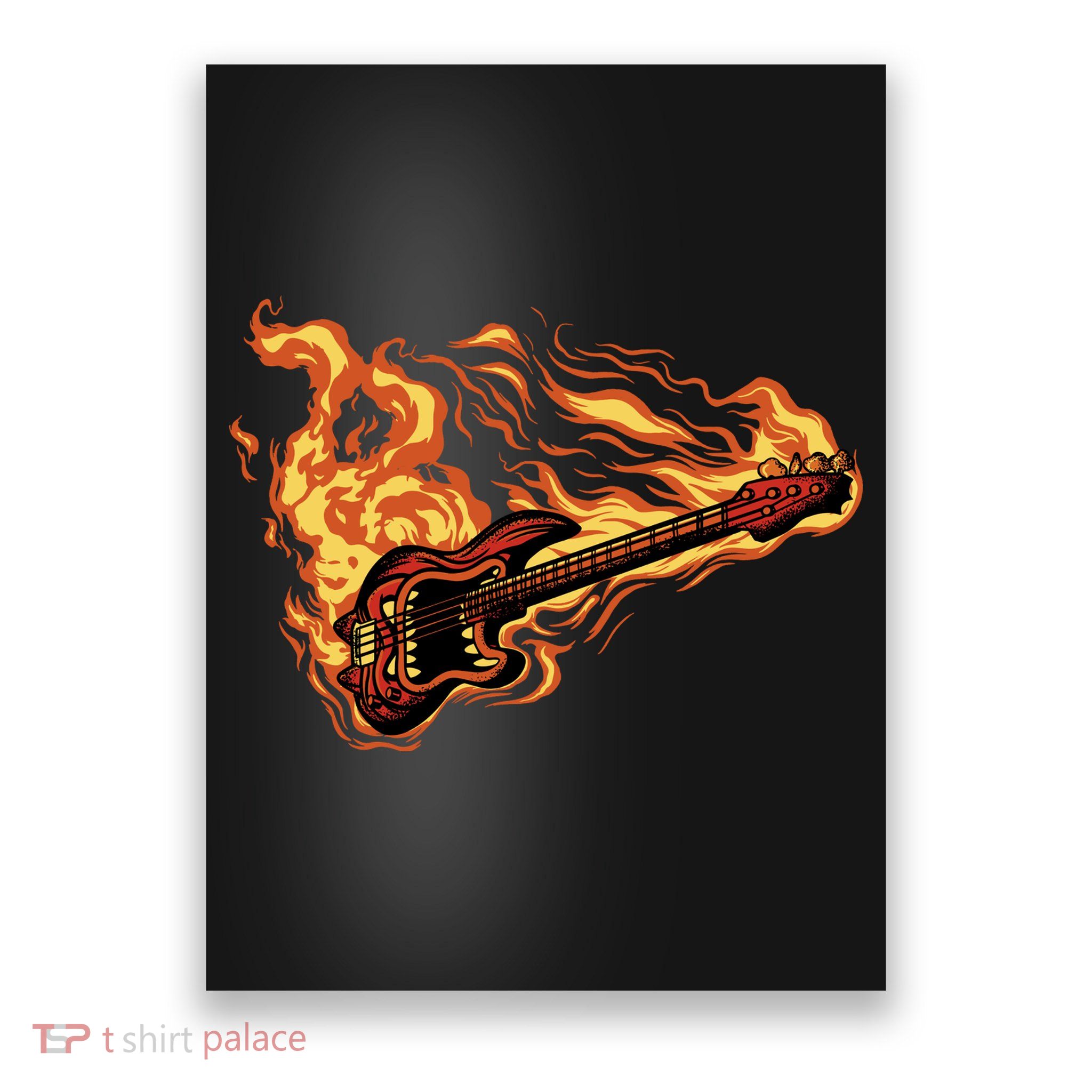 Fire Bass Guitar Rock Musician Poster