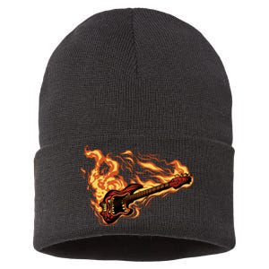 Fire Bass Guitar Rock Musician Sustainable Knit Beanie