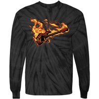 Fire Bass Guitar Rock Musician Tie-Dye Long Sleeve Shirt