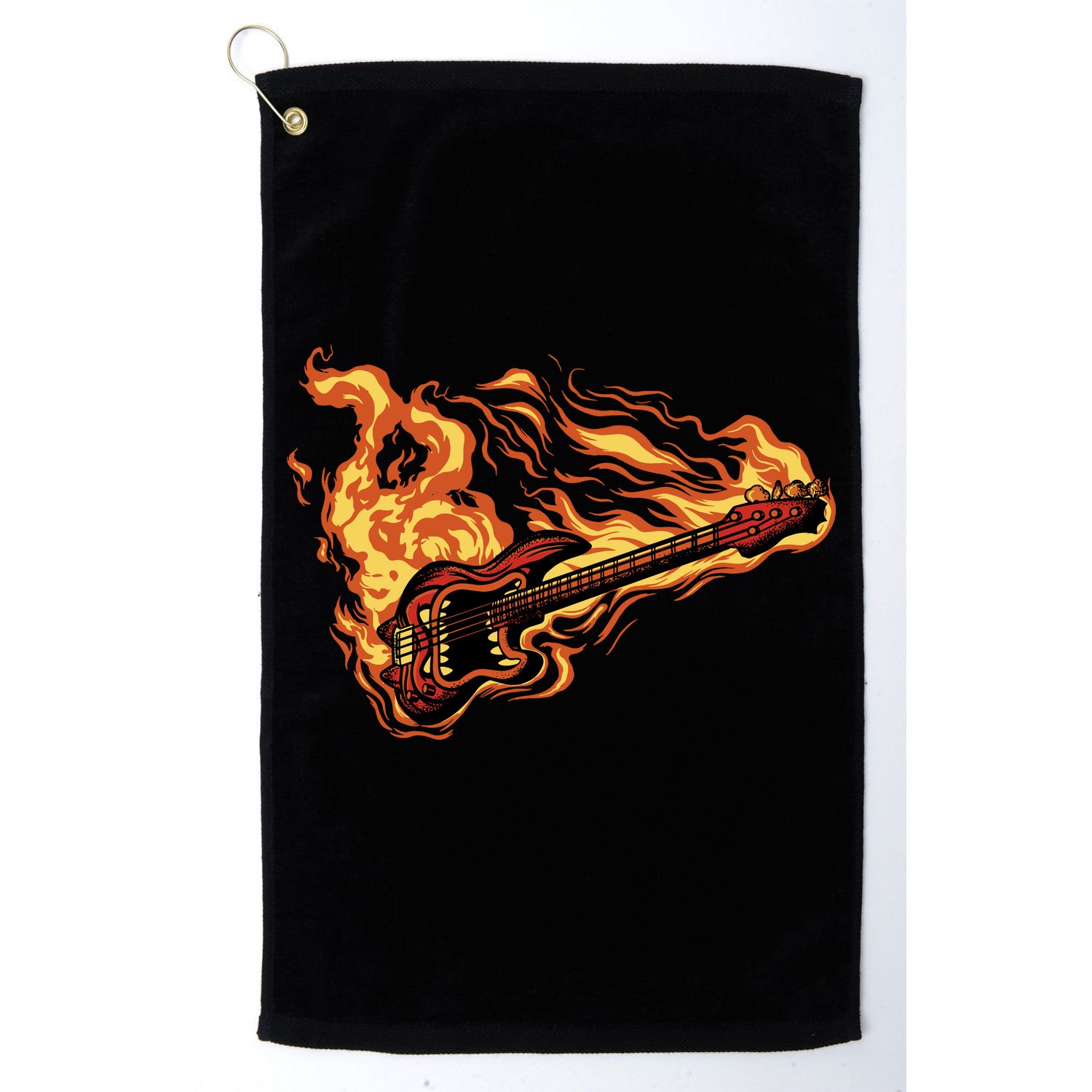 Fire Bass Guitar Rock Musician Golf Towel