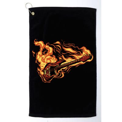 Fire Bass Guitar Rock Musician Platinum Collection Golf Towel