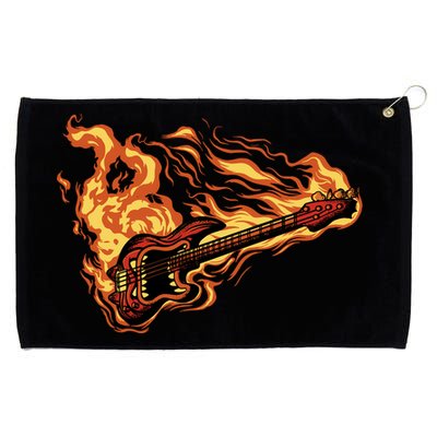 Fire Bass Guitar Rock Musician Grommeted Golf Towel