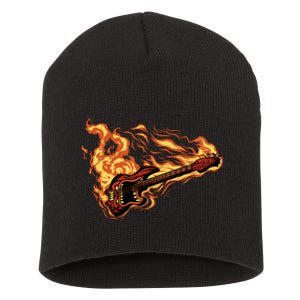 Fire Bass Guitar Rock Musician Short Acrylic Beanie