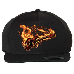 Fire Bass Guitar Rock Musician Wool Snapback Cap