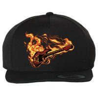 Fire Bass Guitar Rock Musician Wool Snapback Cap