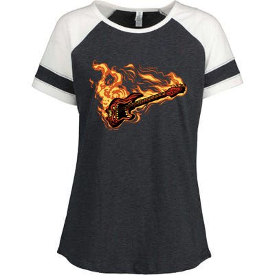 Fire Bass Guitar Rock Musician Enza Ladies Jersey Colorblock Tee