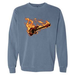 Fire Bass Guitar Rock Musician Garment-Dyed Sweatshirt