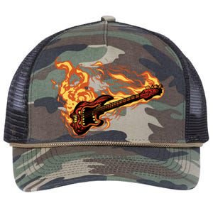 Fire Bass Guitar Rock Musician Retro Rope Trucker Hat Cap