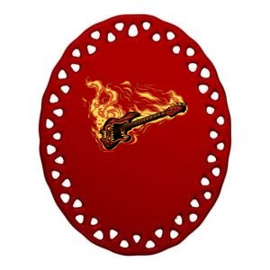 Fire Bass Guitar Rock Musician Ceramic Oval Ornament