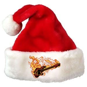 Fire Bass Guitar Rock Musician Premium Christmas Santa Hat