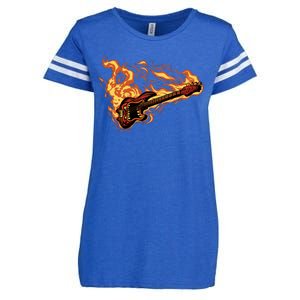 Fire Bass Guitar Rock Musician Enza Ladies Jersey Football T-Shirt