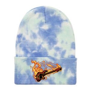 Fire Bass Guitar Rock Musician Tie Dye 12in Knit Beanie