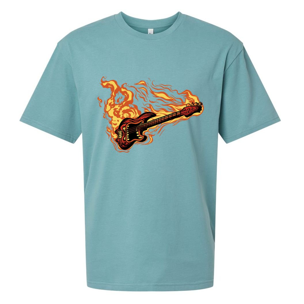 Fire Bass Guitar Rock Musician Sueded Cloud Jersey T-Shirt