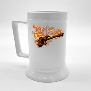 Fire Bass Guitar Rock Musician Beer Stein