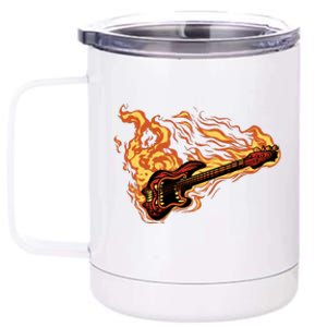 Fire Bass Guitar Rock Musician 12 oz Stainless Steel Tumbler Cup