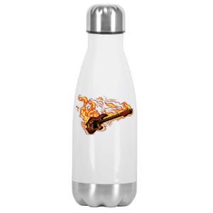 Fire Bass Guitar Rock Musician Stainless Steel Insulated Water Bottle