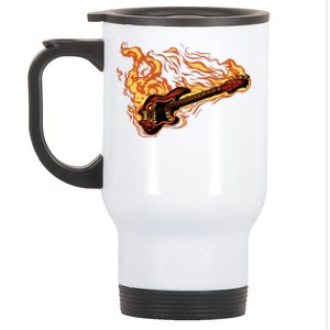 Fire Bass Guitar Rock Musician Stainless Steel Travel Mug