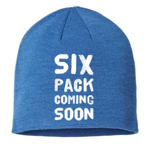 Funny Bodybuilding Gym Training 6 Pack Coming Soon Cool Gift Sustainable Beanie